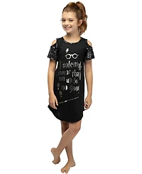 Intimo Girls' Harry Potter "Solemnly Swear" Cold Shoulder Kids Nightgown Pajama