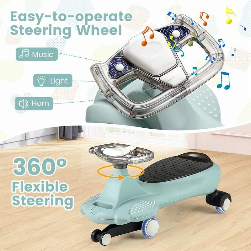 Wiggle Car with Hauling Rope Ride on Toy with Under-Seat Storage