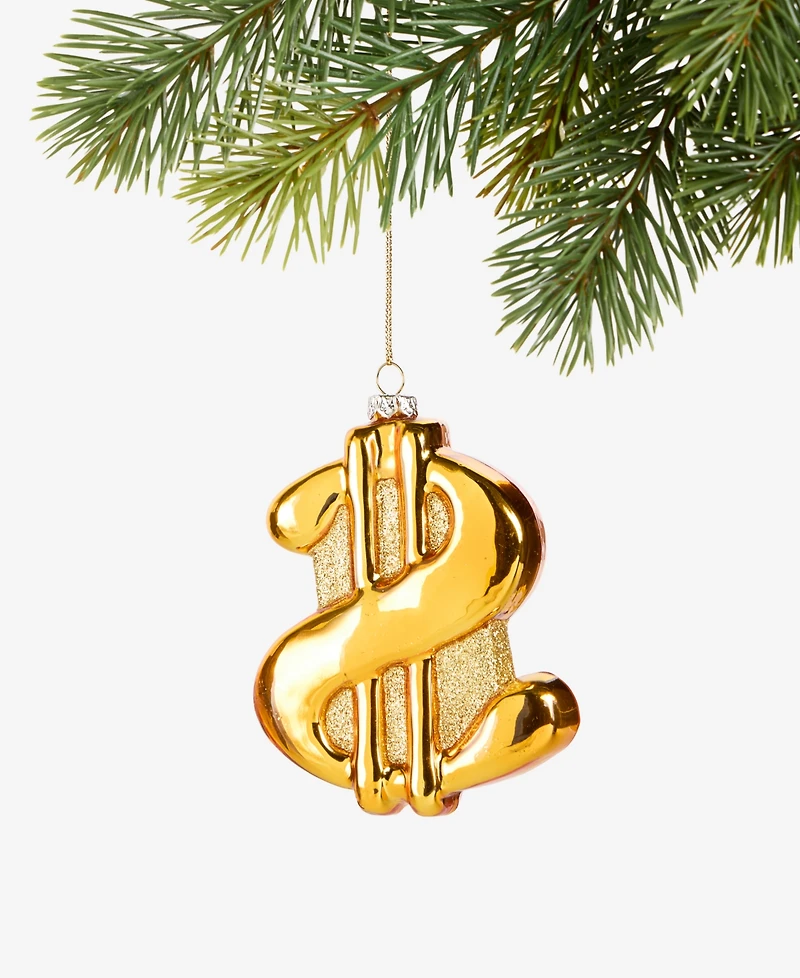Holiday Lane Eclectic Charm Glass Dollar Sign Ornament, Macy's Exclusive