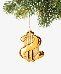 Holiday Lane Eclectic Charm Glass Dollar Sign Ornament, Macy's Exclusive