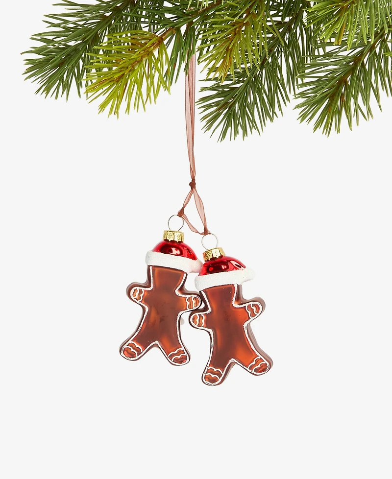 Holiday Lane Gingerbread Village Glass Gingerbread Men Ornament, Macy's Exclusive