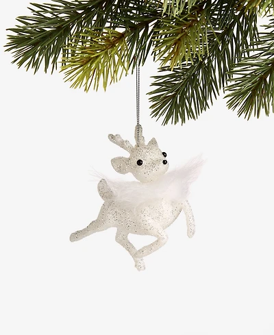 Holiday Lane Iced Delight White Deer With Feathers Ornament, Macy's Exclusive
