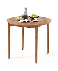 Slickblue Acacia Wood Round Outdoor Dining Table for 4 People