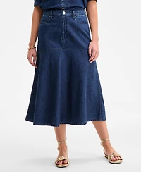 On 34th Women's Denim Flared Midi Skirt, Exclusively at Macy's