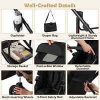 Slickblue Toddler 3-in-1 Folding Convertible Newborn Stroller with Detachable Bassinet