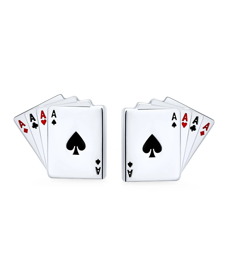 Bling Jewelry Good Luck Las Vegas Casino Aces Poker Player Shirt Cufflink Silver Tone Steel