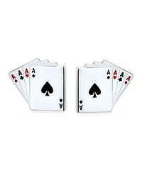 Bling Jewelry Good Luck Las Vegas Casino Aces Poker Player Shirt Cufflink Silver Tone Steel