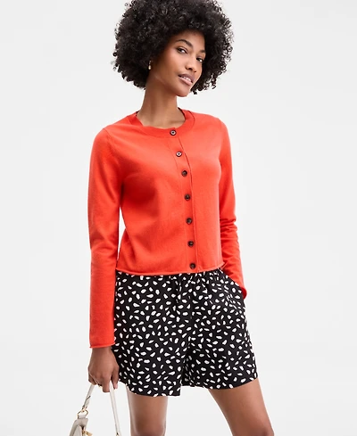 On 34th Women's Crewneck Button-Front Cardigan, Exclusively at Macy's