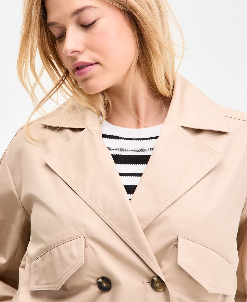 On 34th Women's Solid Cropped Trench Jacket, Exclusively at Macy's