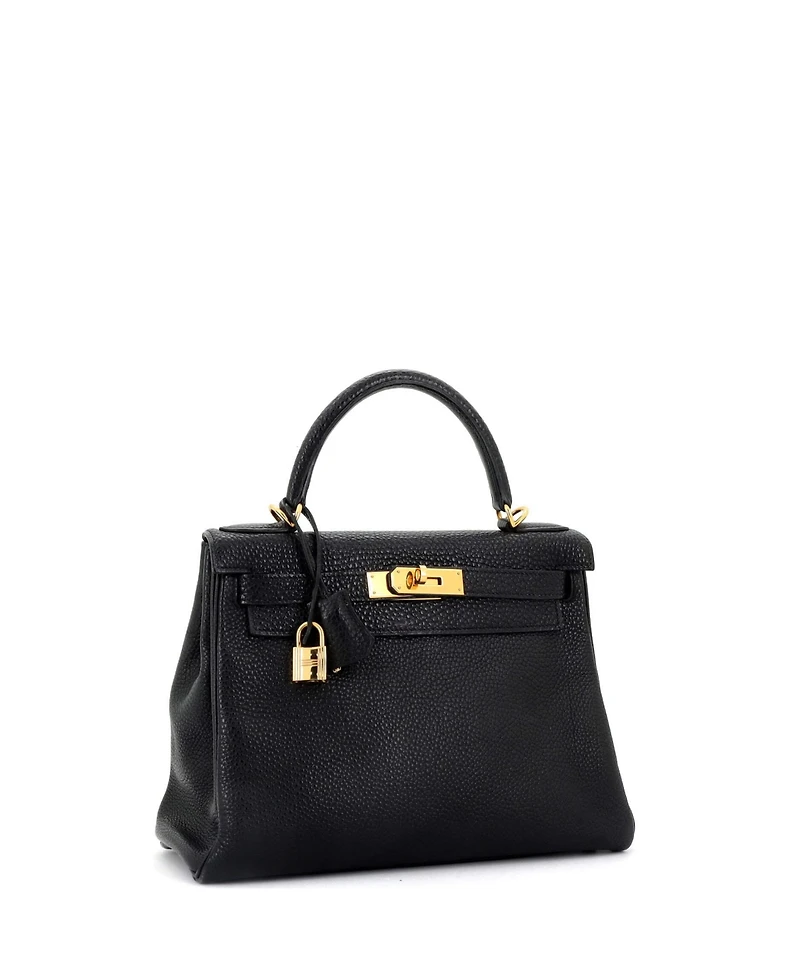 Pre-Owned Hermes Kelly Handbag Clemence with Gold Hardware
