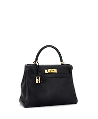 Pre-Owned Hermes Kelly Handbag Clemence with Gold Hardware