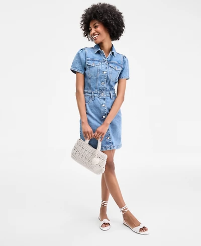 On 34th Women's Denim Trucker Mini Dress, Exclusively at Macy's