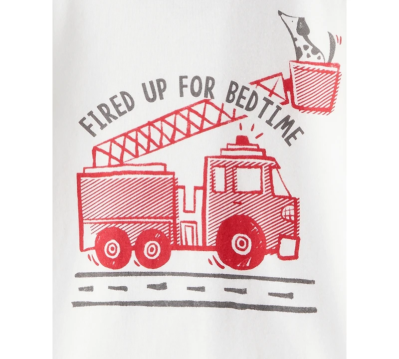 Carter's Toddler Boys Firetruck-Print Snug-Fit Cotton Pajamas, 4 Piece Set