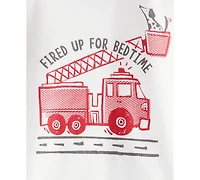 Carter's Toddler Boys Firetruck-Print Snug-Fit Cotton Pajamas, 4 Piece Set