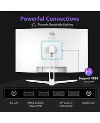 Z-edge UG27H-White 27 inch 1080P Full Hd 1920 x 1080 300 Hz 1 ms Curved Gaming Monitor, 16.7 Million Display Colors, FreeSync, Ultra-Slim Beze