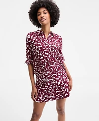 On 34th Women's Printed Silky Button-Front Shirt, Exclusively at Macy's