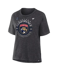Fanatics Women's Heather Charcoal Florida Panthers 2025 Nhl Eastern Conference Champions Locker Room T-Shirt