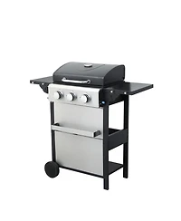 3 Burner Propane Gas Grill with Foldable Side Table and Warming Rack