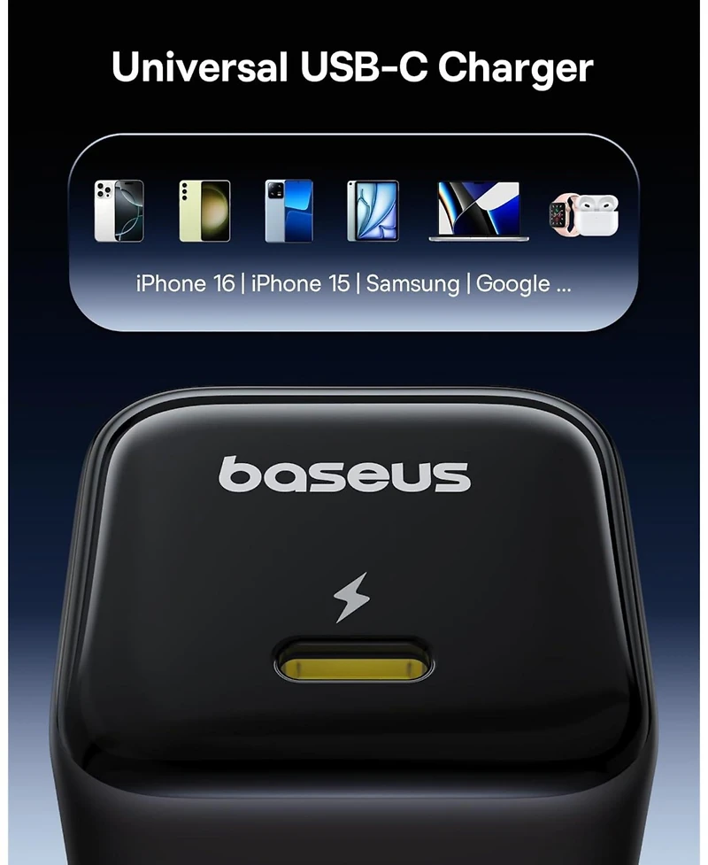 Baseus 45W Usb C Charger Block, 2 Pack Pps Fast Charger Type C with Usb-c Cable for iPhone 16/15 Series, iPad