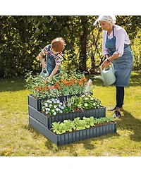 Heavy-Duty Outdoor 3-Tier Raised Garden Bed Planter Box