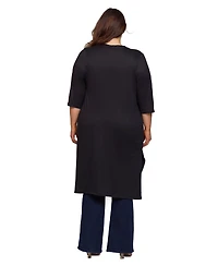 24seven Comfort Apparel Plus Knee Length Duster Cardigan Sweater
