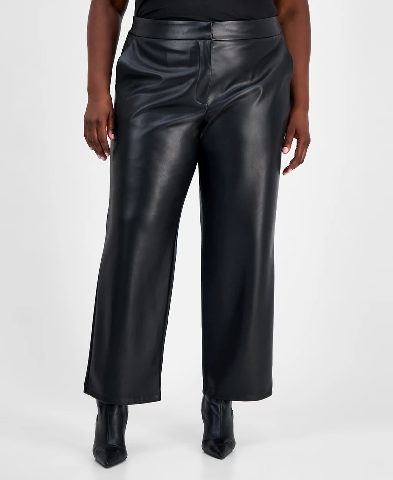Bar Iii Trendy Plus Faux-Leather Pants, Macy's Exclusive