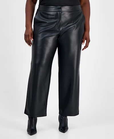 Bar Iii Trendy Plus Faux-Leather Pants, Macy's Exclusive