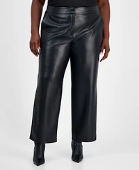 Bar Iii Trendy Plus Faux-Leather Pants, Macy's Exclusive