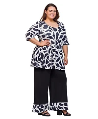 24seven Comfort Apparel Plus Printed 2-Piece Top and Pants Set