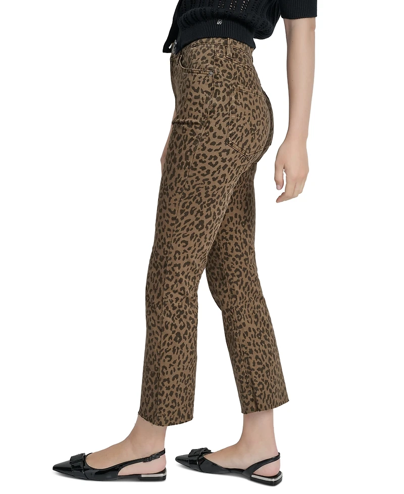 Dkny Jeans Women's Animal Print High Rise Cropped Flare - Nkz