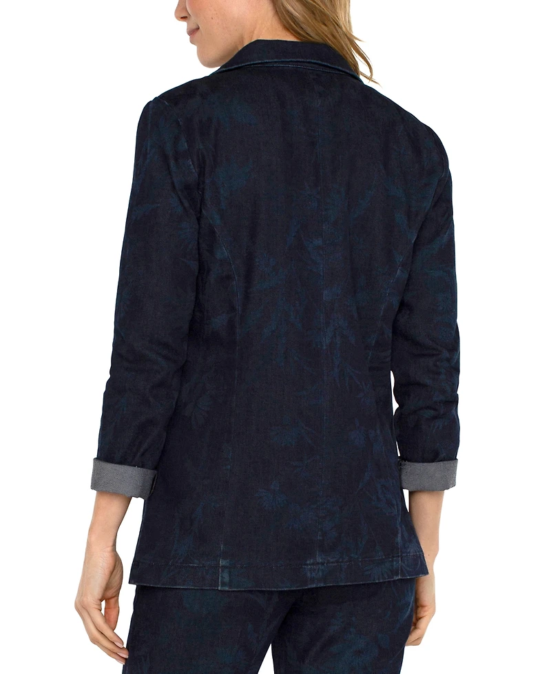 Liverpool Los Angeles Women's Floral Denim Boyfriend Blazer