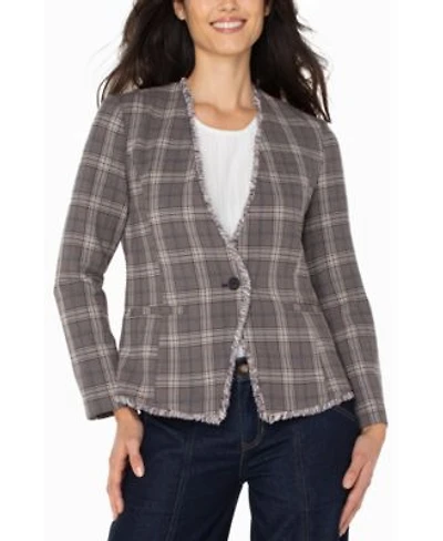 Liverpool Los Angeles Womens Collarless Fray Trim Fitted Blazer Pxs Xl