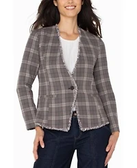Liverpool Los Angeles Womens Collarless Fray Trim Fitted Blazer Pxs Xl