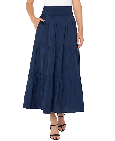 Liverpool Los Angeles Women's Tiered Woven Maxi Skirt