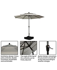 10 Ft Patio Umbrella 3-Tier Outdoor Table Large Pool For Deck, Pool, Garden, Patio-Red