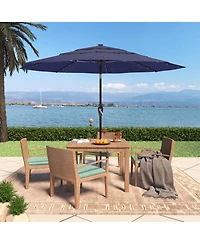 10 Ft Patio Umbrella with Solar Lights 3-Tier Outdoor Table Market Pool Umbrellas for Patio, Red