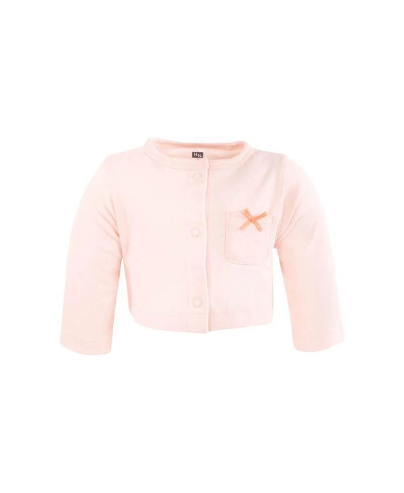 Hudson Baby Girls Cotton Dress And Cardigan Set, Peach Love Flowers