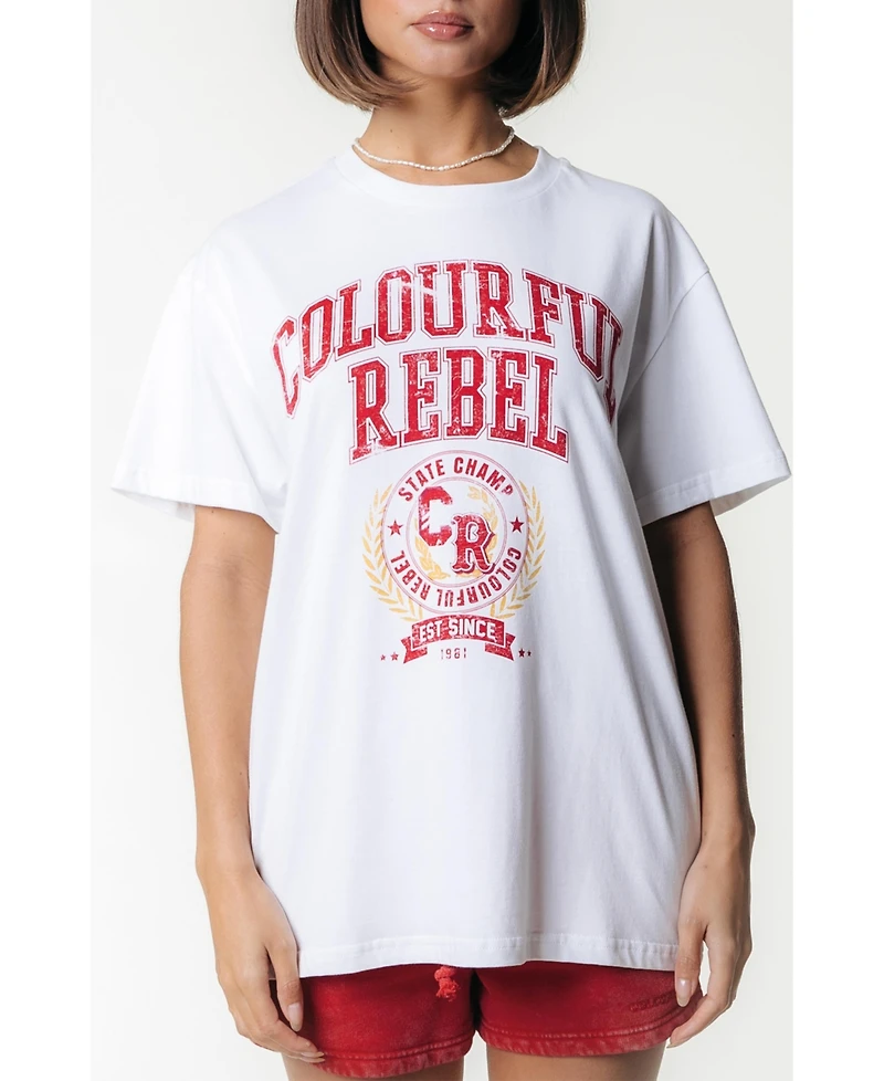 Colourful Rebel Women's Cr Varsity Loosefit Tee
