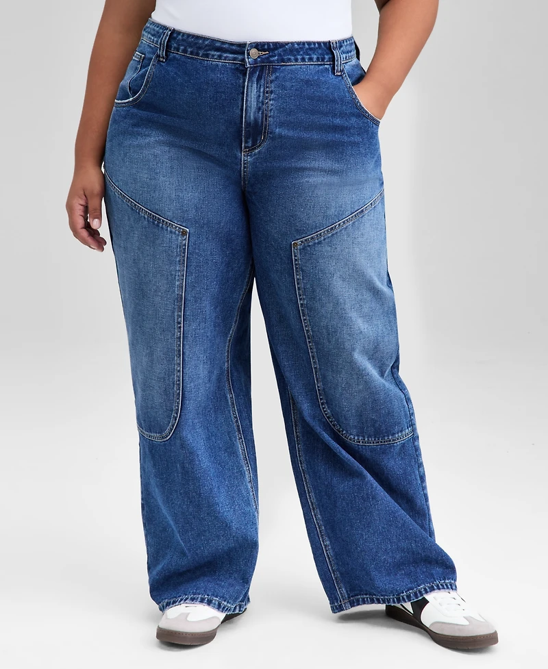 And Now This Trendy Plus Cotton High-Rise Straight-Leg Jeans, Macy's Exclusive
