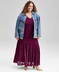 And Now This Trendy Plus Fringe-Trim Cotton Denim Jacket, Macy's Exclusive