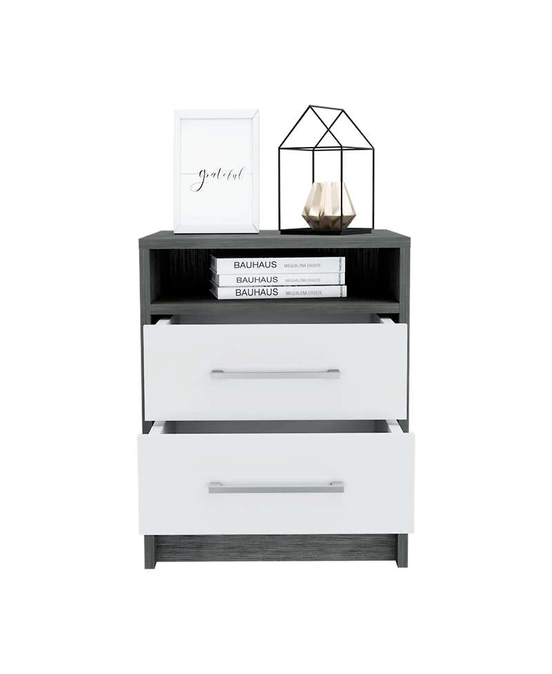 Depot E-shop Leyva Nightstand, Two Drawers, Superior Top