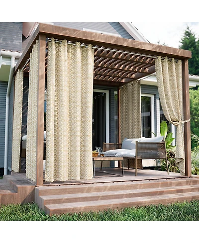Outdoor Window Covering Cabana Trellis Grommet Single Panel, 52"Wx 84"L