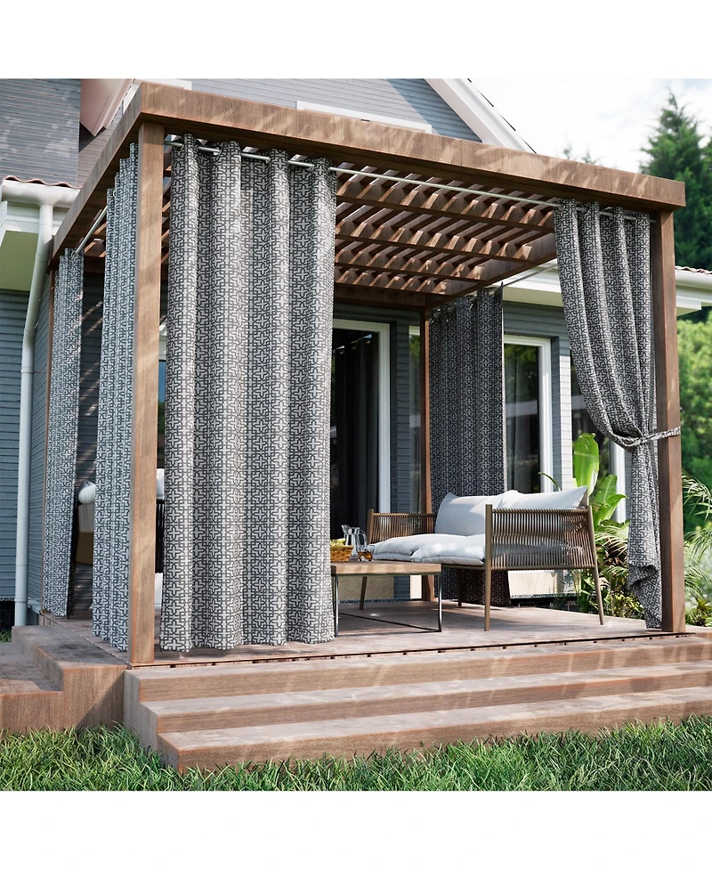 Outdoor Window Covering Cabana Trellis Grommet Single Panel, 52"Wx 84"L