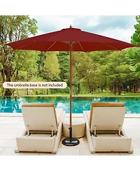 Patio Umbrella with 8 Wooden Ribs and 3 Adjustable Heights