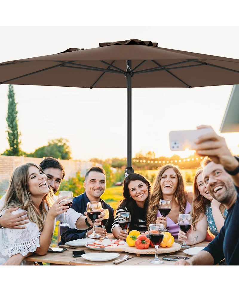 Patio Umbrella with Crank Handle and 8 Sturdy Ribs for Outdoor Shade