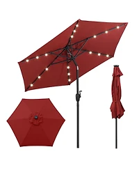 Slickblue Led Lighted Solar Patio Umbrella with Crank Mechanism – Perfect for Backyard, Poolside, or Balcony