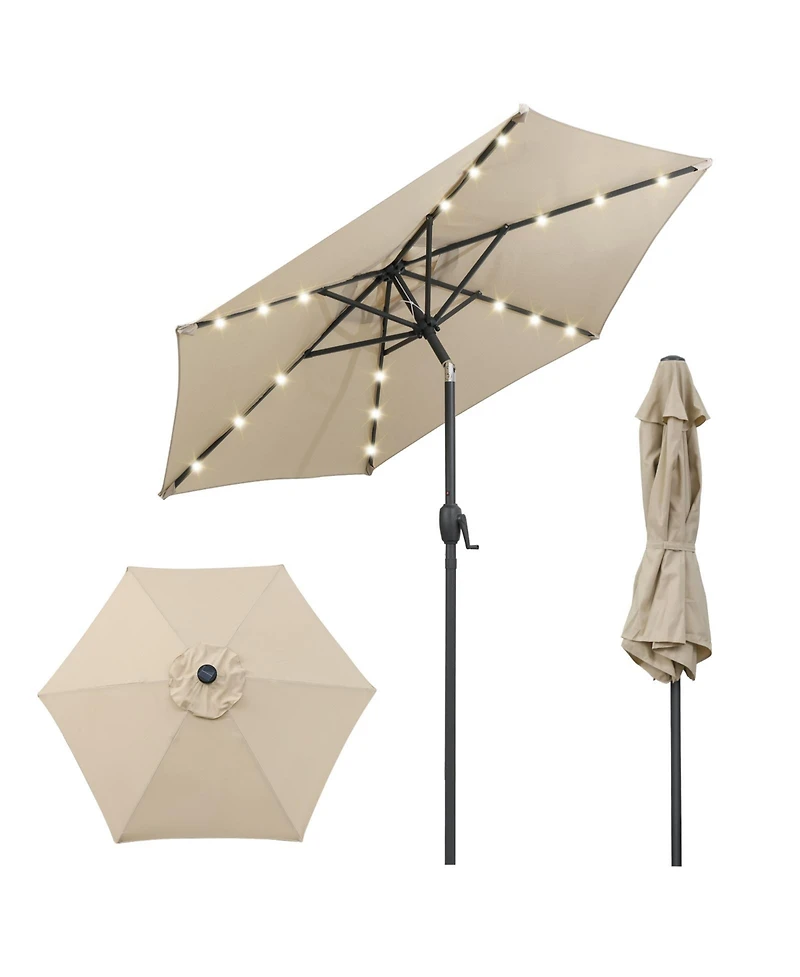 Slickblue Led Lighted Solar Patio Umbrella with Crank Mechanism – Perfect for Backyard, Poolside, or Balcony