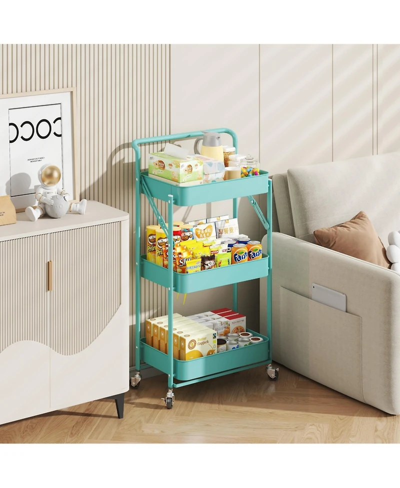 4 tier Rolling Utility Cart with Lockable Wheels
