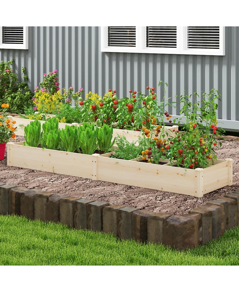 Raised Open-Ended Base Garden Bed with 2 Planter Boxes Divider