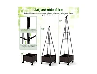 Raised Garden Bed Adjustable with Plant Box and Trellis with Lockable Wheels
